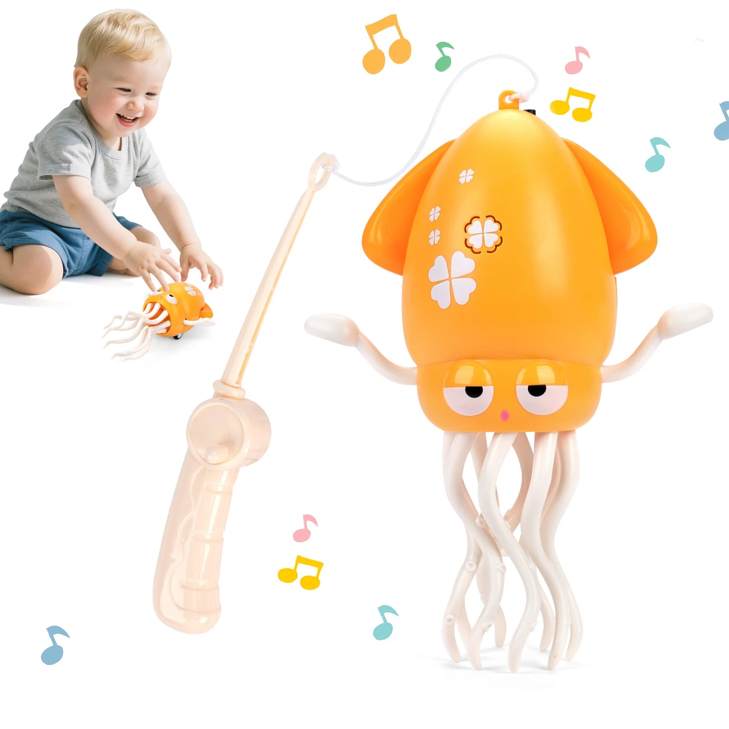 Yellow with box Color Interactive Dancing Squid Toy – Sound & Light Features