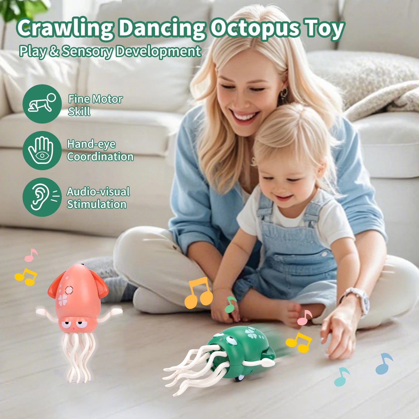 Interactive Dancing Squid Toy – Sound & Light Features