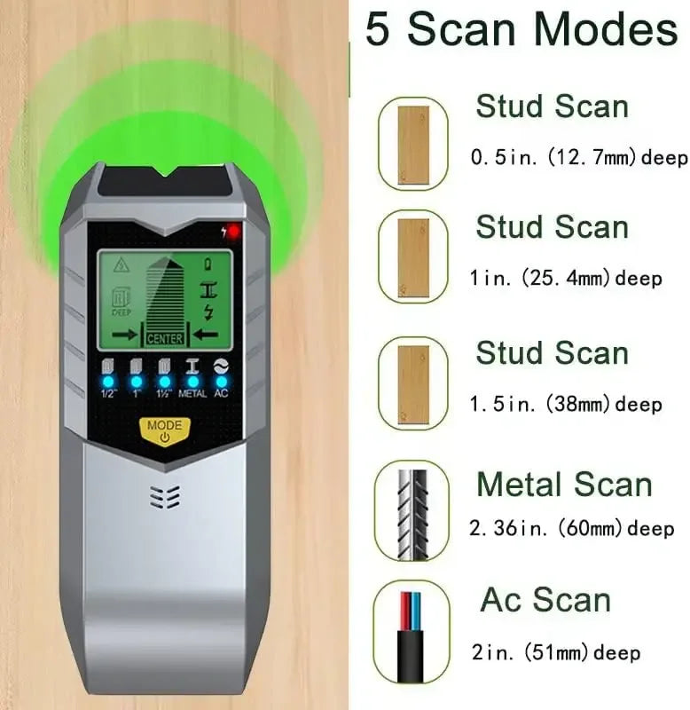 Electronic 5-in-1 Wall Detector with LCD – Accurate Search