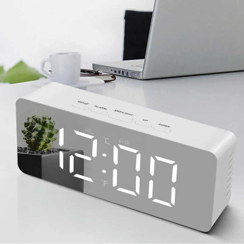 Digital LED Alarm Clock – Temperature & Brightness Control