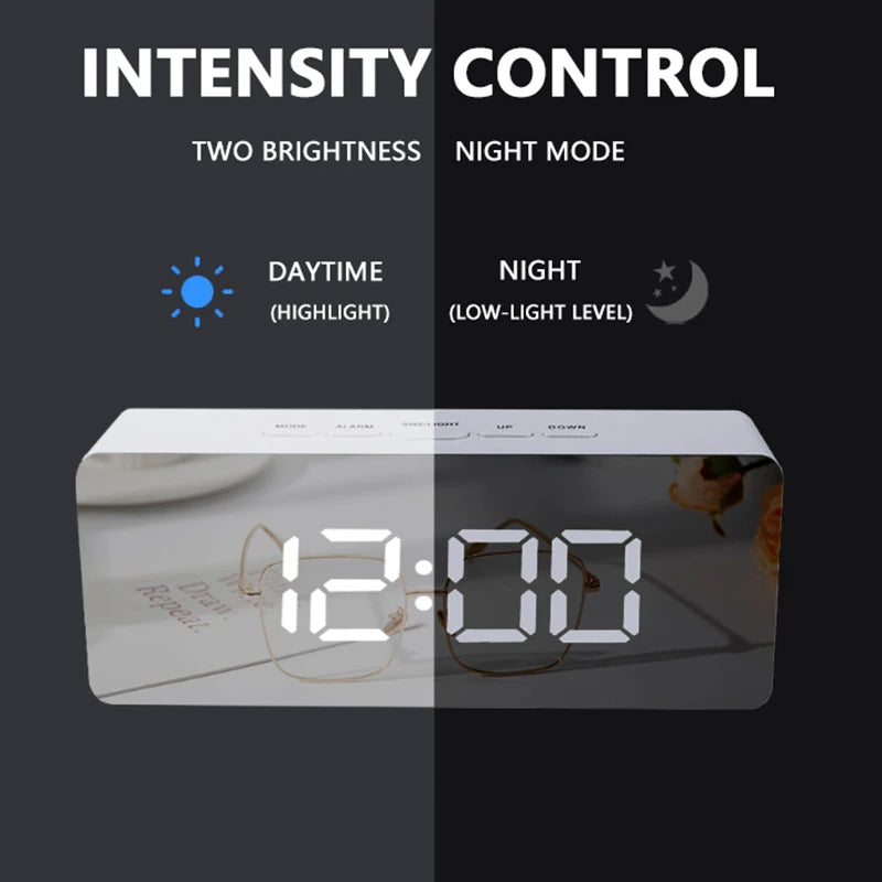Digital LED Alarm Clock – Temperature & Brightness Control