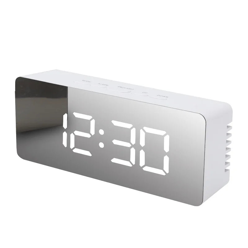 WHITE Color Digital LED Alarm Clock – Temperature & Brightness Control