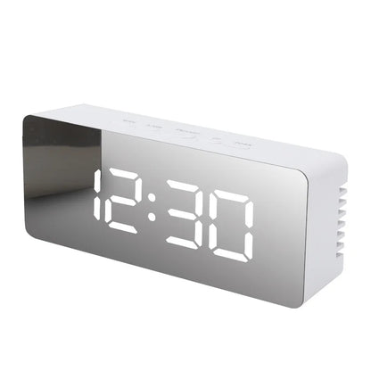 WHITE Color Digital LED Alarm Clock – Temperature & Brightness Control