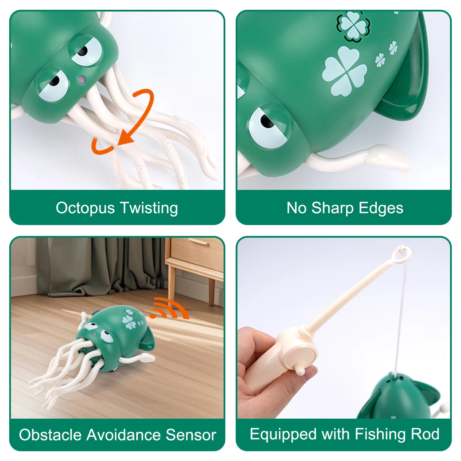 Interactive Dancing Squid Toy – Sound & Light Features