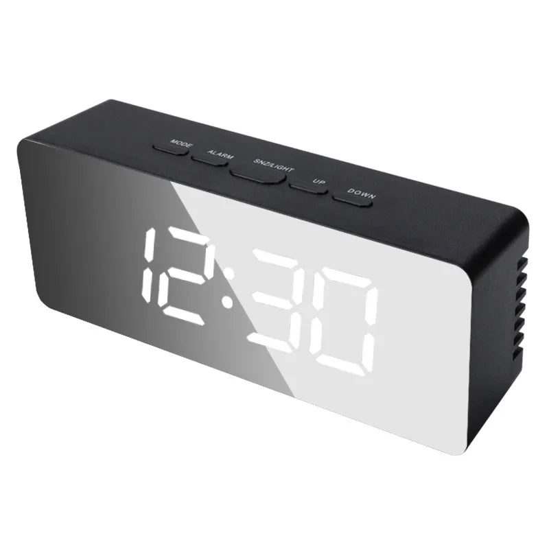black Color Digital LED Alarm Clock – Temperature & Brightness Control