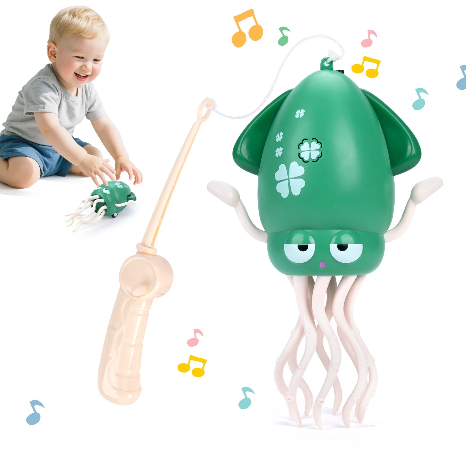 Green with box Color Interactive Dancing Squid Toy – Sound & Light Features