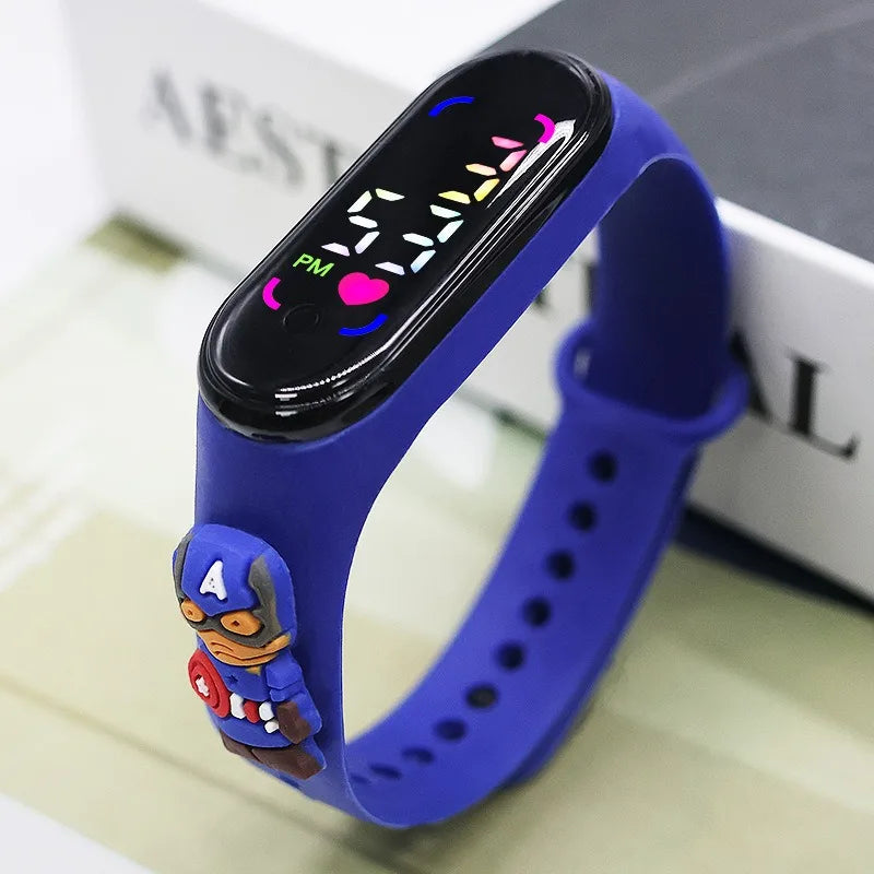 Captain America Color Children's Digital Watch – Color Screen Cartoon Design