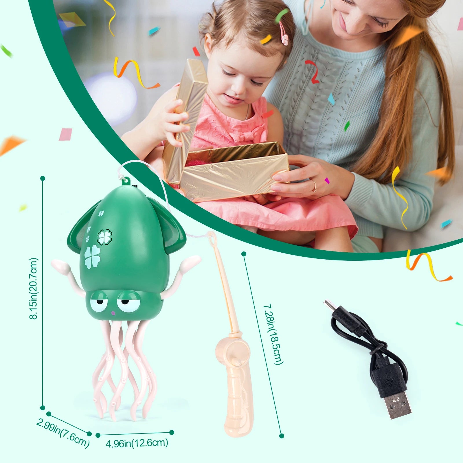 Interactive Dancing Squid Toy – Sound & Light Features