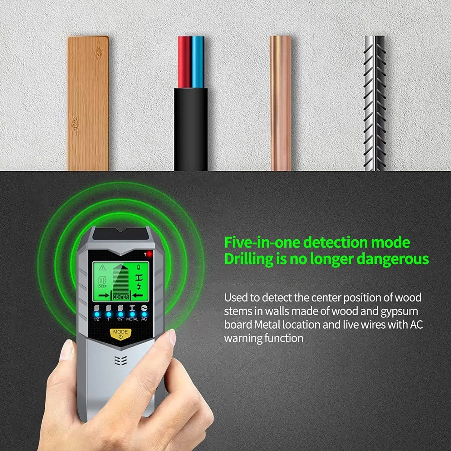 Electronic 5-in-1 Wall Detector with LCD – Accurate Search
