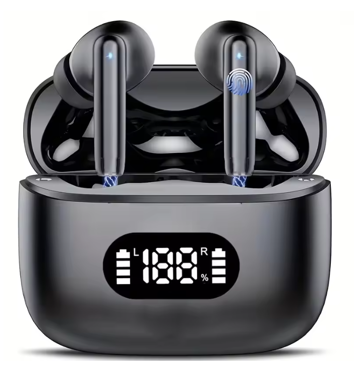 Wireless Earphone 40dB Noise Cancelling Bluetooth 5.3 Headphone 6 Mic ENC with LED Display HD Call TWS Earbuds Transparency Mode